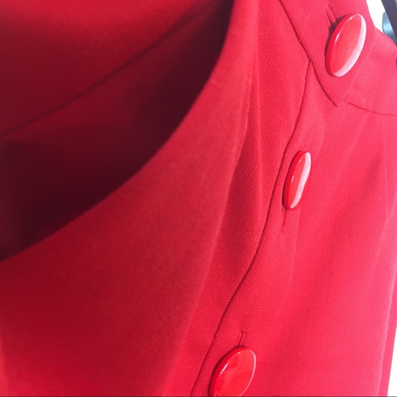 Kate Spade Red Button Wool Skirt 4 - Picture 2 of 7
